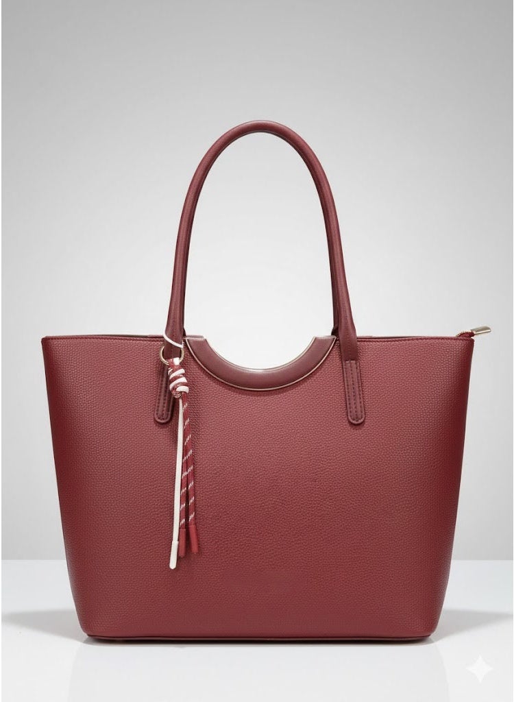 FUMES Women’s Structured Tote Handbag – Premium Textured Leather Finish, Dual Top Handle, Everyday Office & Casual Bag - Image 1